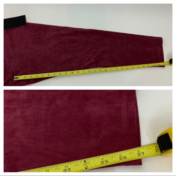 Bagatelle Soft Faux Suede Slimming Pull On Ankle Crop Legging Pants Maroon Wine - Picture 14 of 15